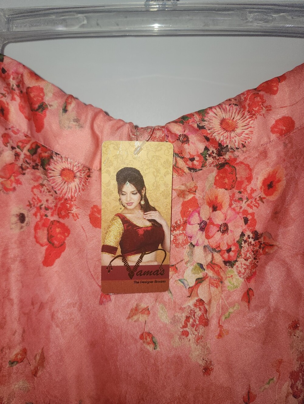 Vama's Floral Coral Circle Skirt, Size Large - Picture 2 of 8